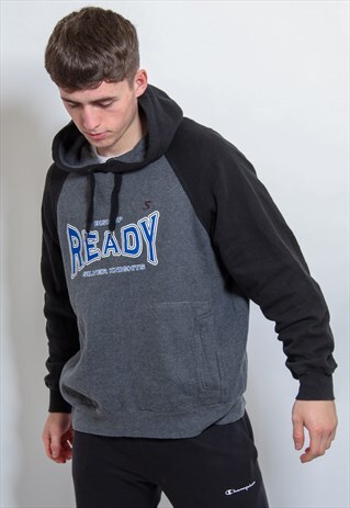VINTAGE STARTER READY HOODIE IN GREY LARGE