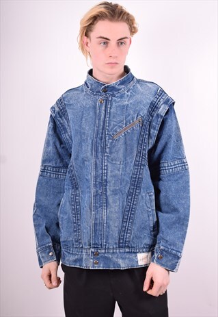 MENS VINTAGE DENIM JACKET LARGE BLUE 90'S