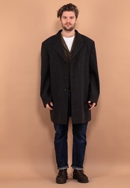 Vintage 00's Men Faux Wool Overcoat in Gray