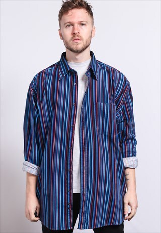 VINTAGE CORDUROY CORD STRIPED SHIRT