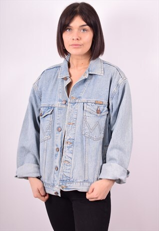 WRANGLER WOMENS VINTAGE DENIM JACKET SMALL BLUE 90S