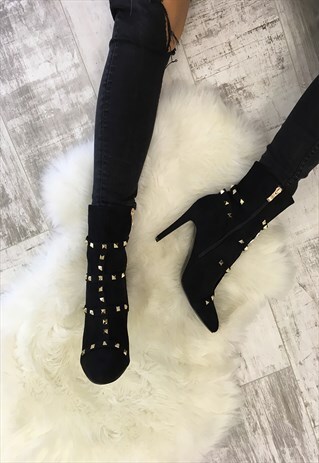 DANIKA ANKLEBOOT WITH STUDDED DETAIL IN BLACK
