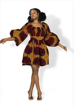 JADE African Print Dress, African Print Midi Dress, Ankara