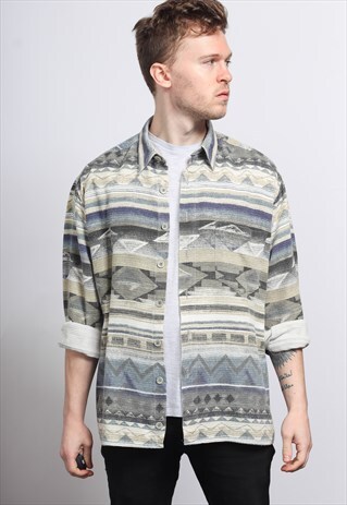 VINTAGE AZTEC PATTERNED SHIRT