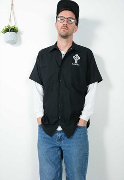 Vintage 90s Shirt Workwear Black Unisex Size M