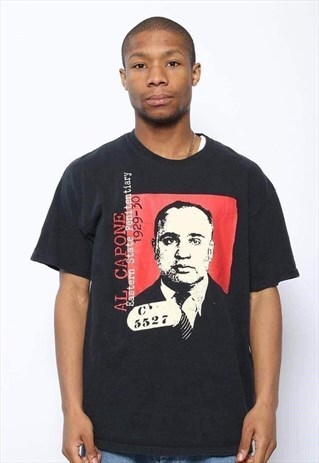 VINTAGE AL CAPONE GRAPHIC T-SHIRT BLACK