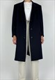 YSL Vintage Coat 90s Yves Saint Laurent Trench Wool Mac Navy