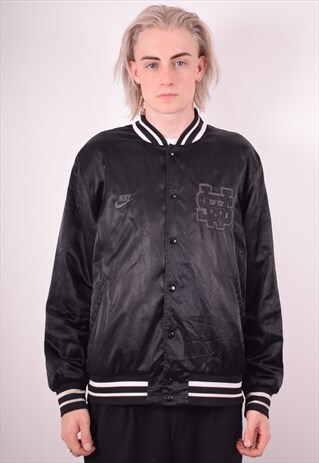 NIKE MENS VINTAGE BOMBER JACKET LARGE BLACK 90S