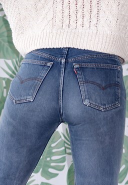 Vintage 90's High Rise Teal Blue Slim Fit 501 Levi Jeans