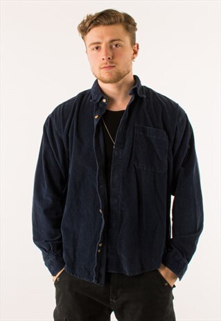 VINTAGE 90S BLUE CORDUROY SHIRT XL