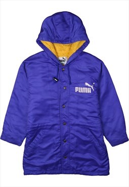 Vintage 90's Puma Windbreaker Hooded Button Up Purple Medium