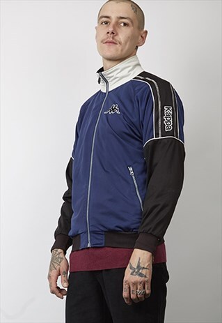 VINTAGE 80'S KAPPA BLACK / BLUE TRACKSUIT JACKET