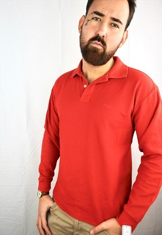 VINTAGE RED LONG SLEEVES FILA POLO