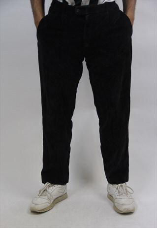 VINTAGE BLACK CORD TROUSERS