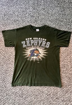 Vintage New Orleans zephyrs baseball green t-shirt medium 