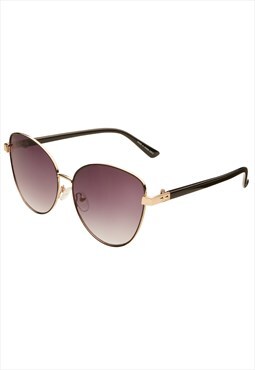 Cat-Eye Sunglasses in Gold & Black with Gradient Grey lens