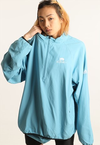 ADIDAS EMBROIDERED 1/4 ZIP WINDBREAKER SWEATSHIRT