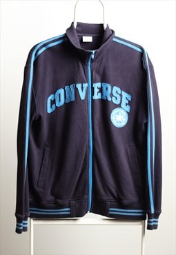 Vintage Converse Zip up Logo Sweatshirt Navy Size L