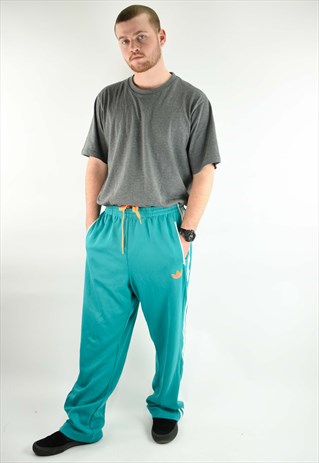 VINTAGE 90S ADIDAS ORIGINALS TURQUOISE NYLON TRACK PANTS