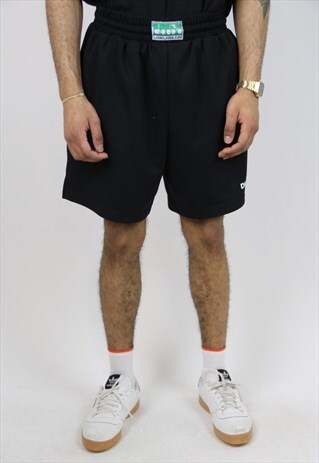 VINTAGE DIADORA BLACK SPORT SHORTS