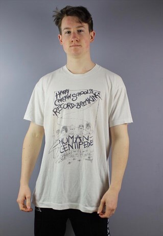 VINTAGE SINGLE STITCH SCREEN STARS T-SHIRT IN WHITE WITH FRO