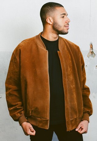 VINTAGE 90S FAUX SUEDE BOMBER JACKET