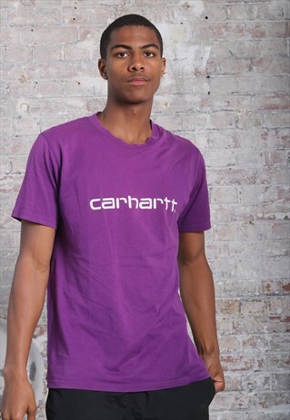 VINTAGE CARHARTT BIG LOGO SPELLOUT T-SHIRT PURPLE