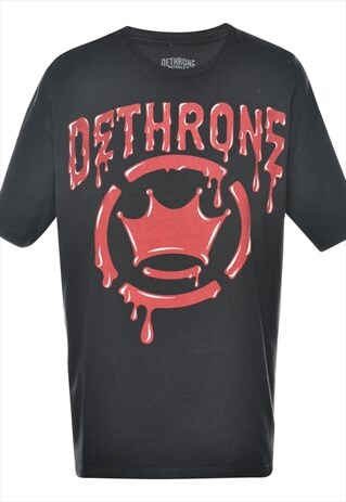 Vintage Dethrone Black & Red Printed T-shirt - XL