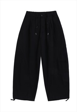 Black Cargo Wide Leg Pants Jeans Trousers Unisex Y2k