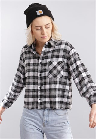 VINTAGE REWORKED CROPPED FLANNEL SHIRT Z331