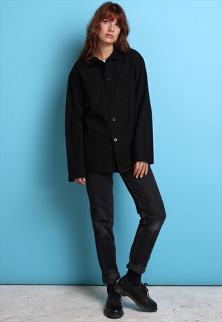 BLACK COTTON WORKWEAR JACKET