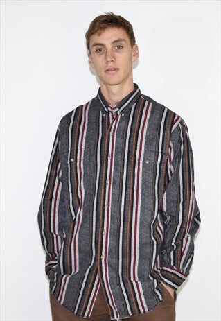 VINTAGE GREY STRIPED 90S SHIRT