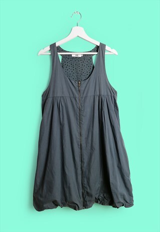 VINTAGE Y2K BUBBLE BOTTOM FULL ZIPPER SUMMER VEST DRESS