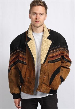 VINTAGE AZTEC FLEECE LINED FESTIVAL JACKET