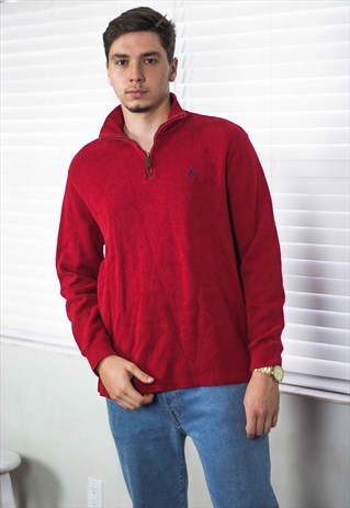 VINTAGE POLO RALPH LAUREN 1/4 ZIP JUMPER LOGO 90S X 19.7