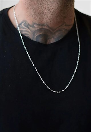 54 FLORAL 18" ESSENTIAL CURB NECKLACE CHAIN - SILVER