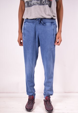 ADIDAS MENS VINTAGE TRACKSUIT TROUSERS MEDIUM BLUE 90S