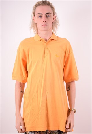NIKE MENS VINTAGE POLO SHIRT MEDIUM YELLOW 90S
