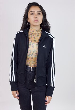 VINTAGE ADIDAS BLACK ZIP UP SWEATSHIRT