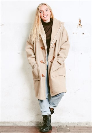 VINTAGE 80S HOODED DUFFLE COAT