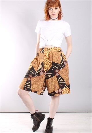 VINTAGE 80S CRAZY PATTERNED CULOTTE FESTIVAL SHORTS