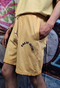 False god graffiti shorts gradient pants in tie-dye yellow 