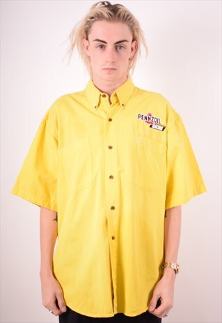 MENS VINTAGE DENIM SHIRT XL YELLOW 90S