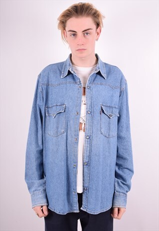 LEVI'S MENS VINTAGE DENIM SHIRT XL BLUE 90'S