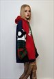 KNITTED SLEEVES HOODIE PATCHWORK PULLOVER COLOR BLOCK JUMPER