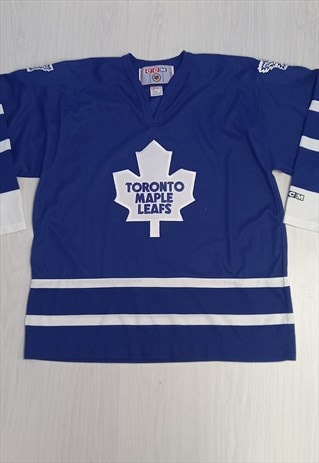 VINTAGE CCM ICE HOCKEY JERSEY BLUE WHITE TORONTO MAPLE LEAFS