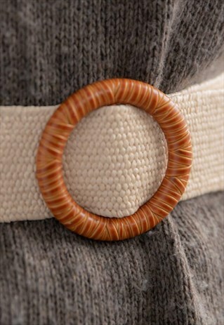 VINTAGE 80'S CREAM RAFFIA BELT