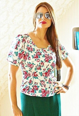 FLORAL ROSES VINTAGE BLOUSE