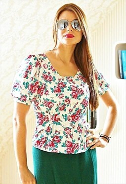 Floral roses vintage blouse