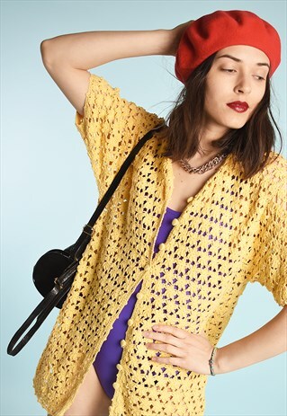 90'S RETRO CROCHET SHEER PARIS CHIC OVERSWIM FESTIVAL TOP